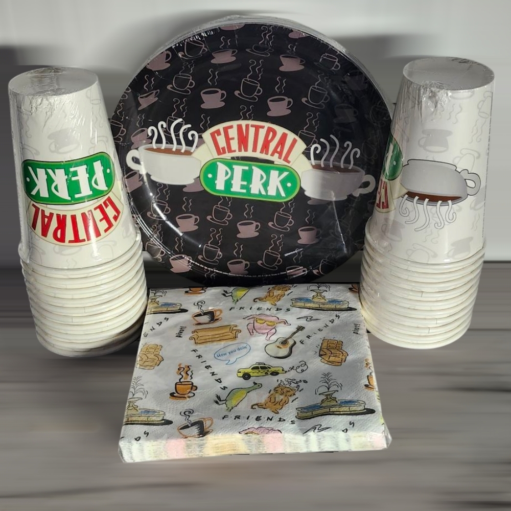 Friends Tv Series Party Pack Papergoods Cups, Cake Plates And Napkins.